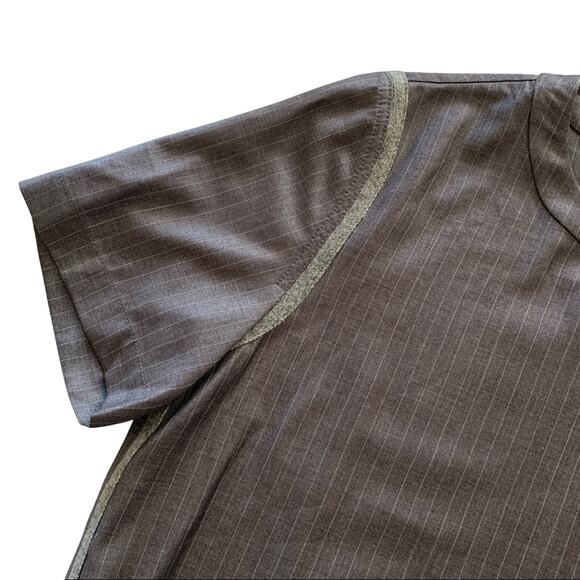 Caara Women's Alfie Dark Academia Silver Gray Pinstripe Blouse Top Size Small - Picture 3 of 12